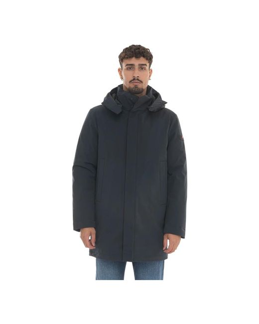 Peuterey Jassen ,Blauw ,Polyester Gewatteerde Jas Met Afneembare Capuchon in het Blue voor heren