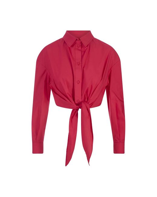 Camisa de popelina de algodón roja con detalle de nudo ALESSANDRO ENRIQUEZ de color Red
