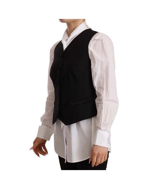 Dolce & Gabbana Black Elegant Wool Blend Waistcoat