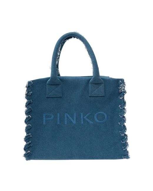 Pinko Blue Denim strand einkaufstaschen