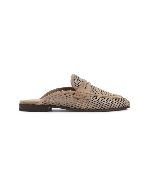 Brunello Cucinelli Brown Suede Leather Mules