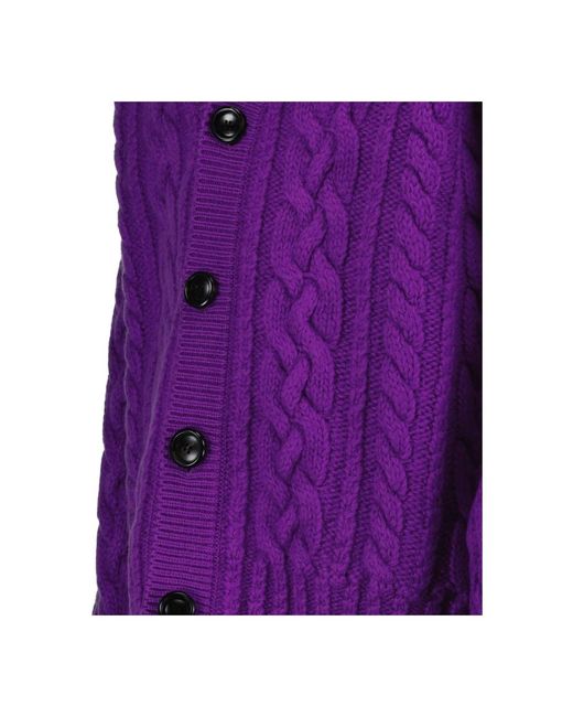 AMI Purple Gerippter v-ausschnitt cardigan,rippstrick-cardigan