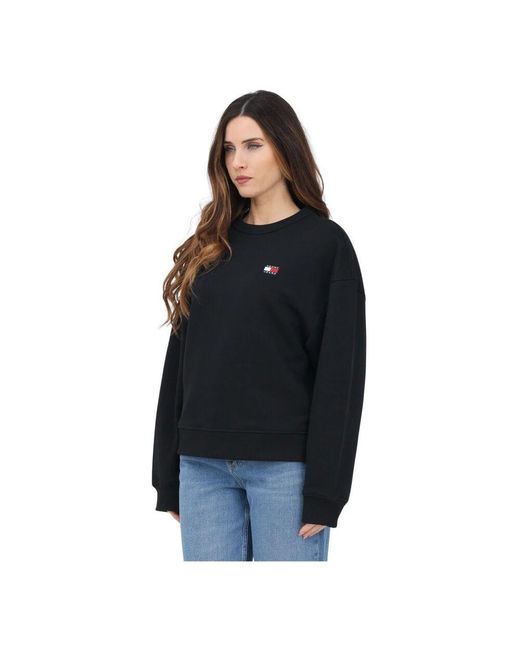 Tommy Hilfiger Black Schwarzer rundhalspullover moderner schnitt