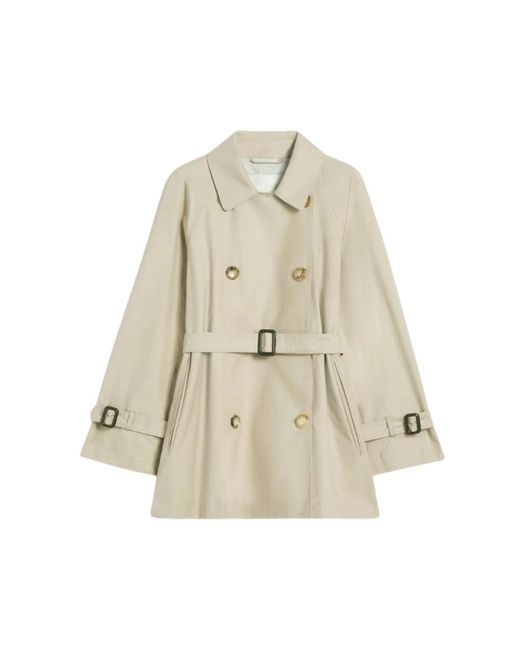 Max Mara The Cube Gabardine Cropped Trench in het Natural