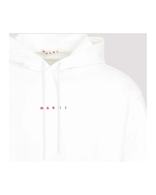 Marni Weißer baumwoll-sweatshirt mit roter signatur in White für Herren