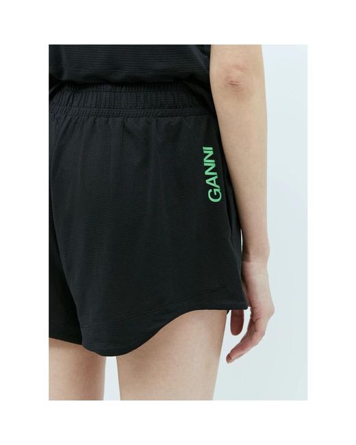 Ganni Black Aktive mesh shorts