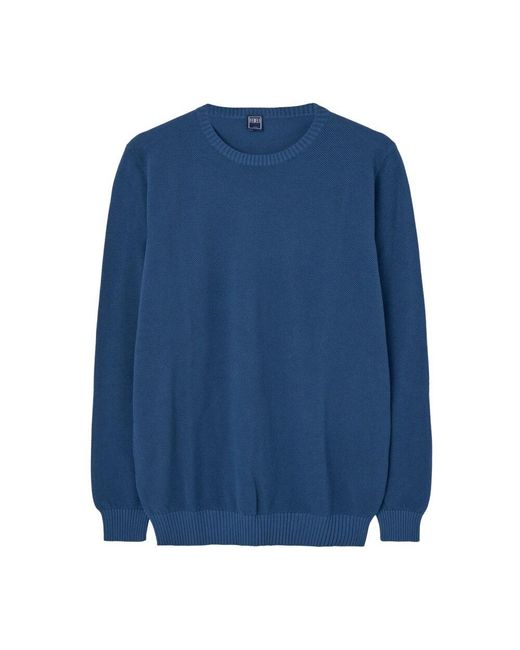 Fedeli Blauer Strukturierter Jersey-Pullover in Blue für Herren