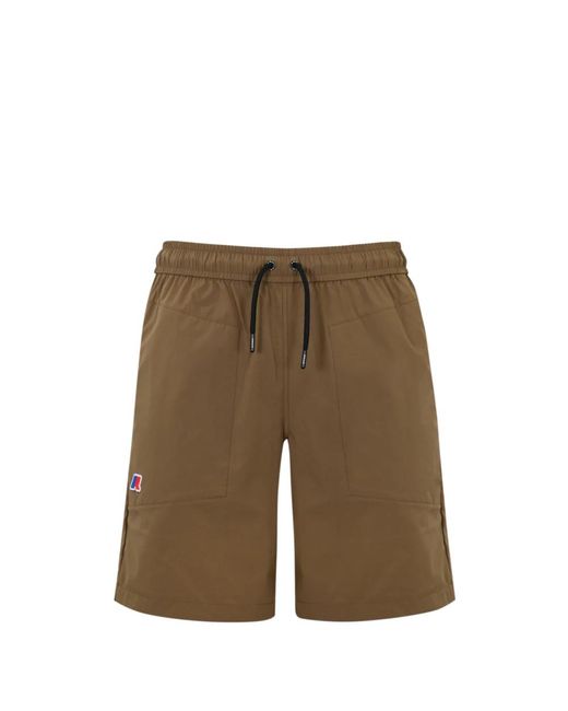 Shorts in nylon con vita elastica marrone di K-Way in Green da Uomo
