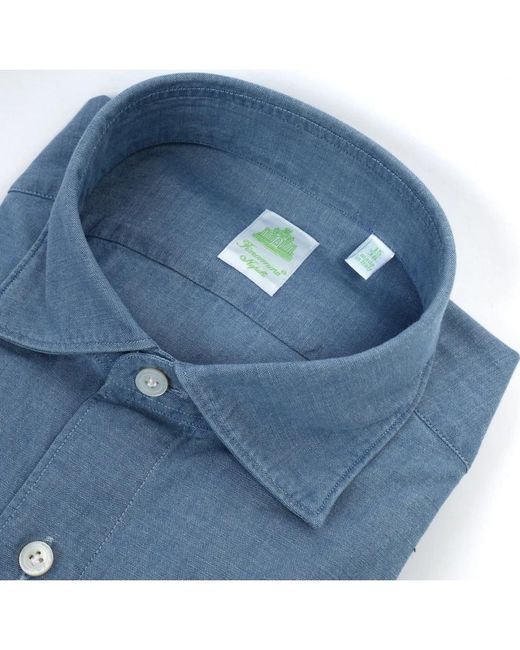 Finamore 1925 Blue Formal Shirts for men
