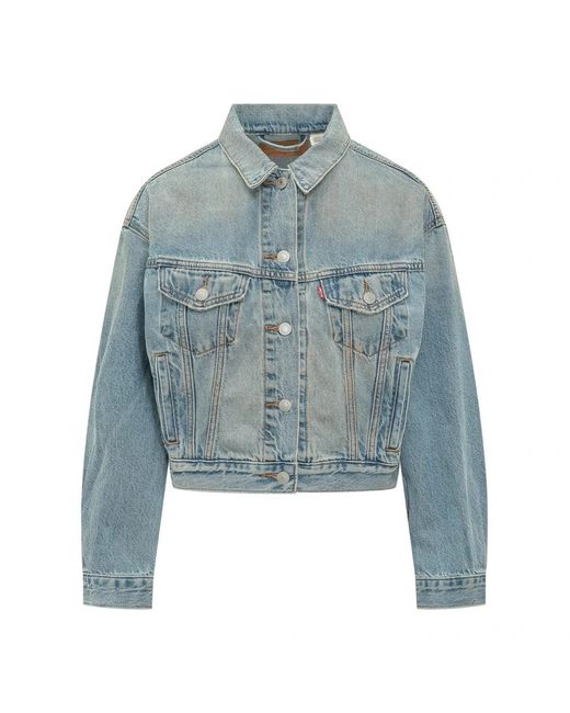 Levi's Jassen ,Blauw ,Denim Shrunken 90S Trucker Jacket in het Blue