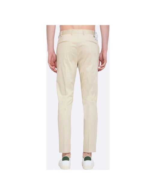 PT Torino Broeken ,Katoen Lichtbeige Katoenen Stretch Broek Slim Fit in het Natural voor heren