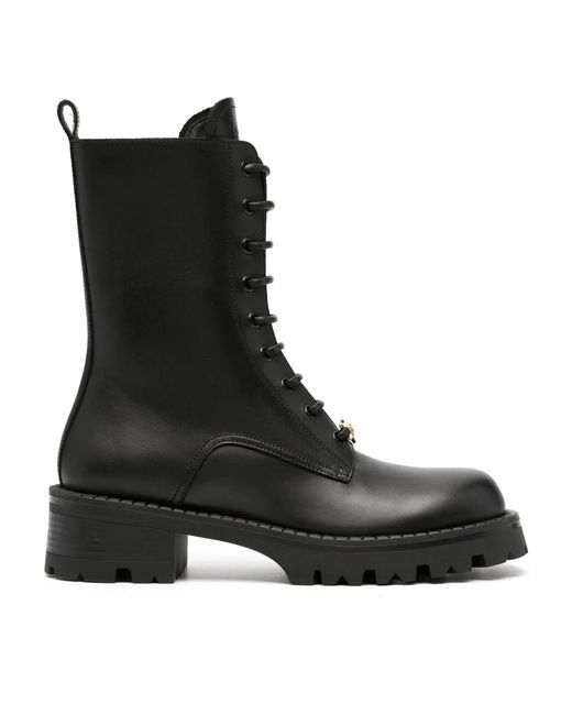 Lace-Up Boots di Versace in Black
