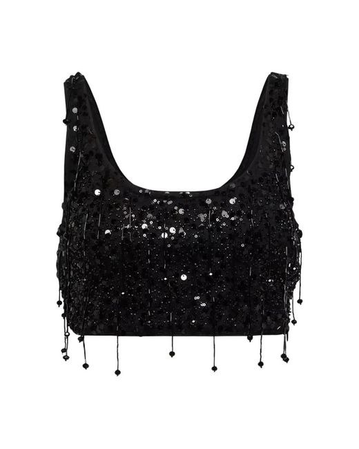 Jonathan Simkhai Jalen Cropped Sequin Top in het Black