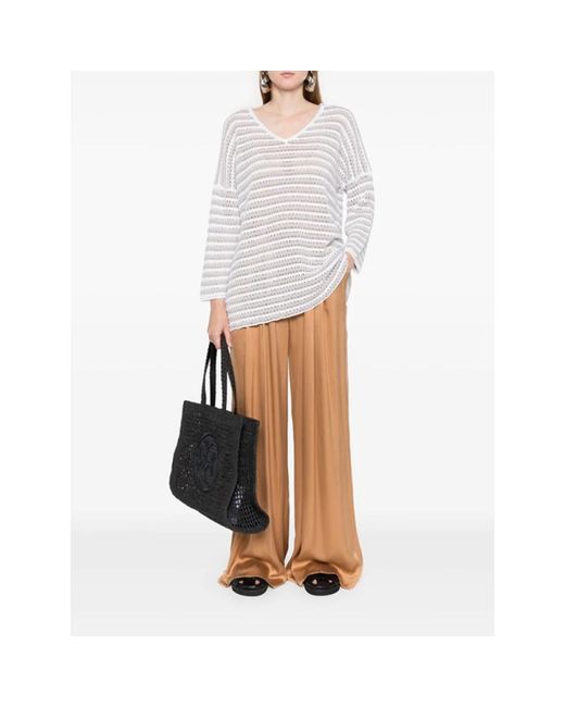 Le Tricot Perugia White V-Neck Knitwear