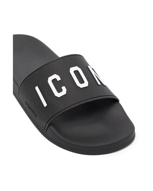 DSquared² Icon gummi slides mit kontrastierendem erhöhtem in Black für Herren