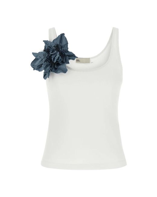 Tory Burch Ribbed Tank Top in het Blue