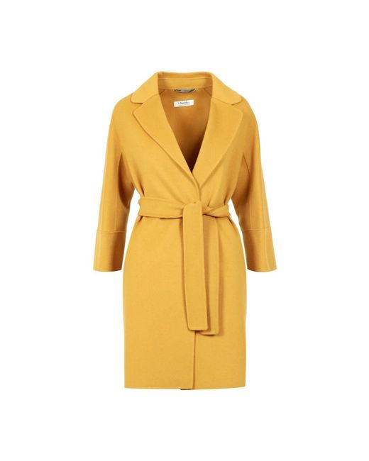 Max Mara Yellow Belted Coats