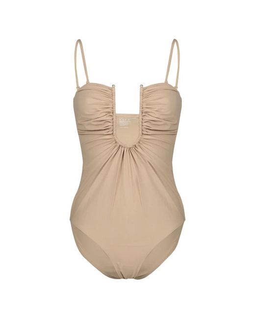 Christopher Esber Badmode ,Arced Ruched One-Piece in het Natural