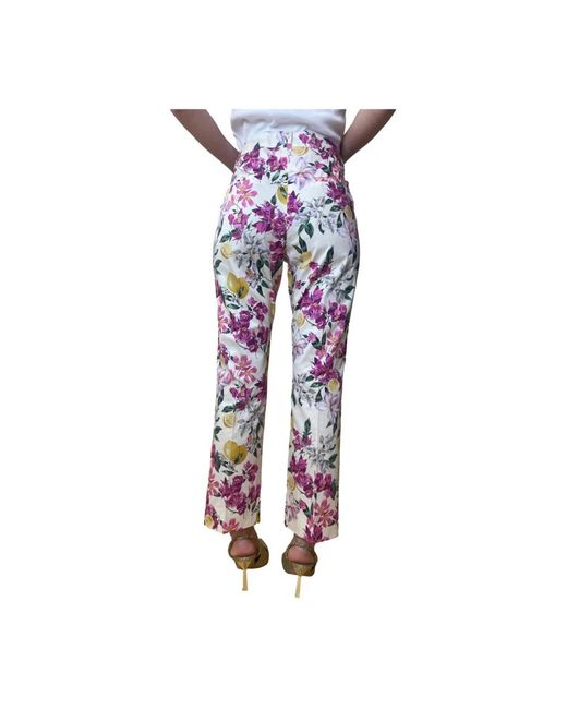 Marella Blue Blumige Slim Fit Hose