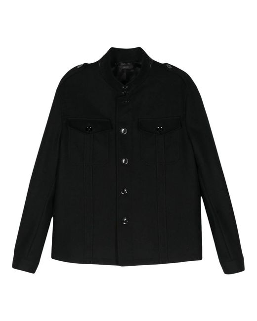 Tom Ford Jassen ,Zwart ,Wol Wollen Overhemdjas Met Knopen Aan De Voorkant in het Black voor heren