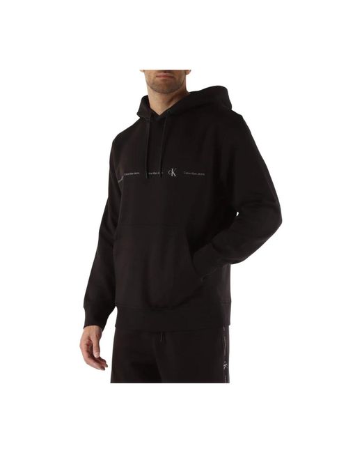 Calvin Klein Baumwollkapuzenpullover mit logodruck in Black für Herren