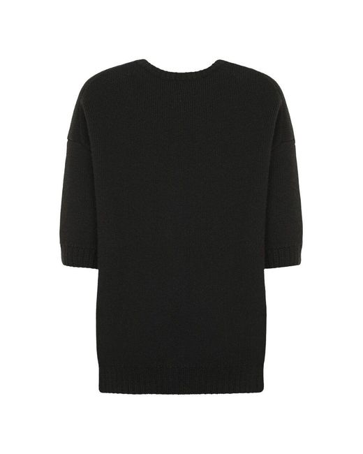 Khaite Black Gerippter Cashmere Pullover