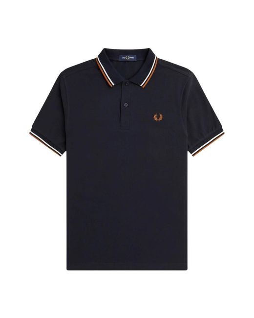 Fred Perry Tops ,Blauw ,Katoen Piqué Polo M3600 Dubbele Streep in het Blue voor heren
