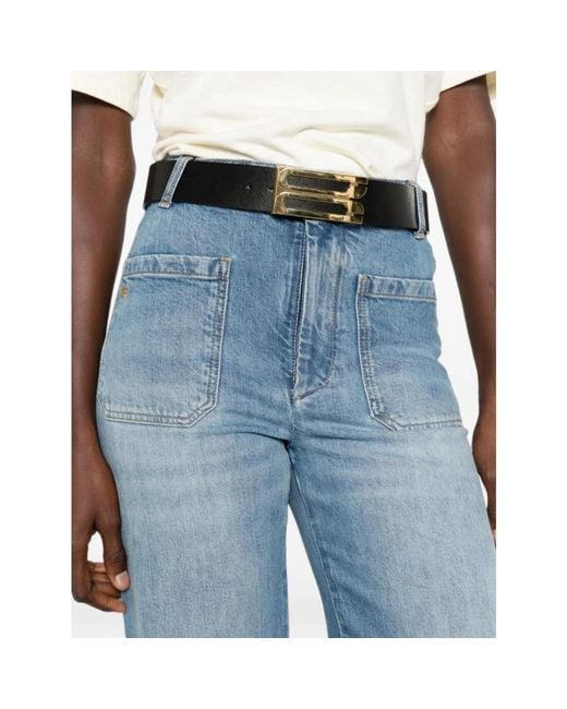 Victoria Beckham Blue Wide Jeans