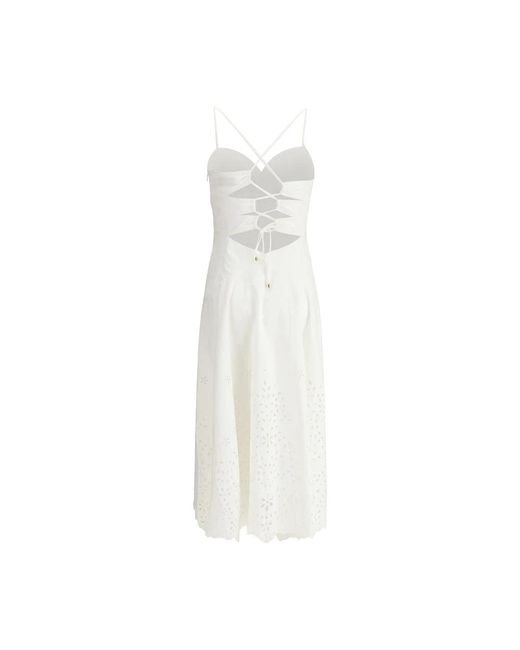 Self-Portrait Women's White Cotton Embroidered Midi Dress - thefunkyskunk.ie