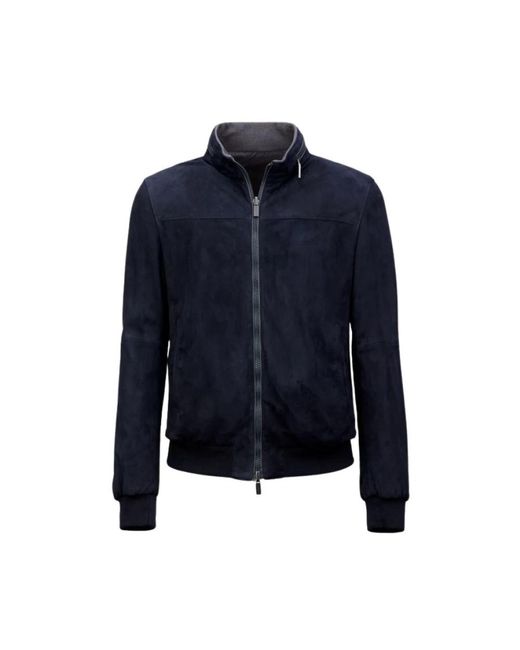Gimo's Jassen ,Blauw ,Suède Leather Jassen in het Blue voor heren