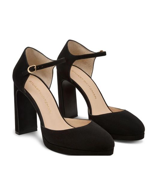 Stuart Weitzman Schoenen ,Zwart ,Suède Babette Platform Pump in het Black