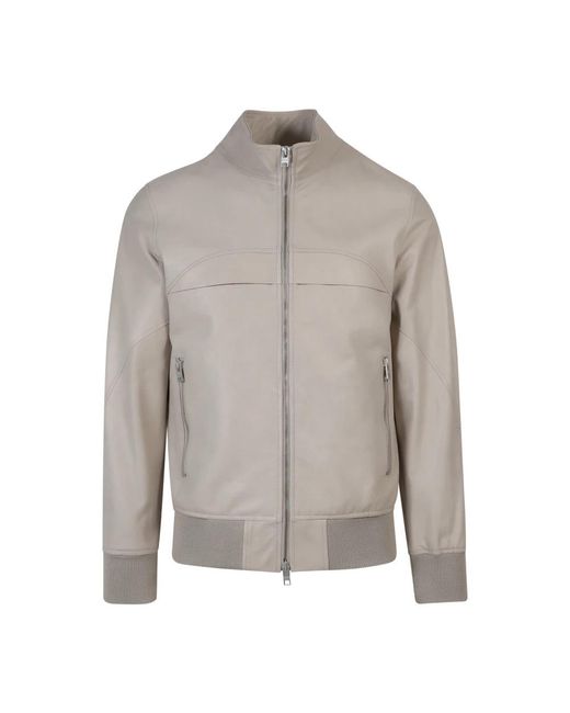 DFOUR® Gray Leather Jackets for men