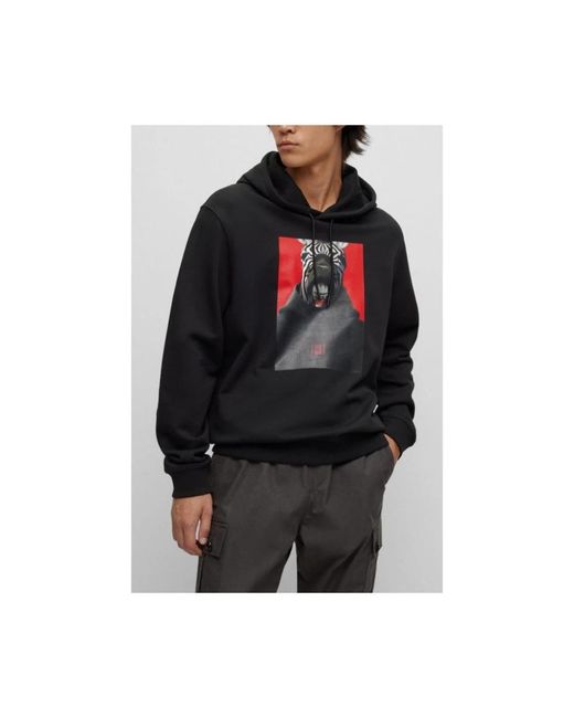 HUGO Hoodies & Sweatvesten ,Zwart ,Katoen in het Black voor heren
