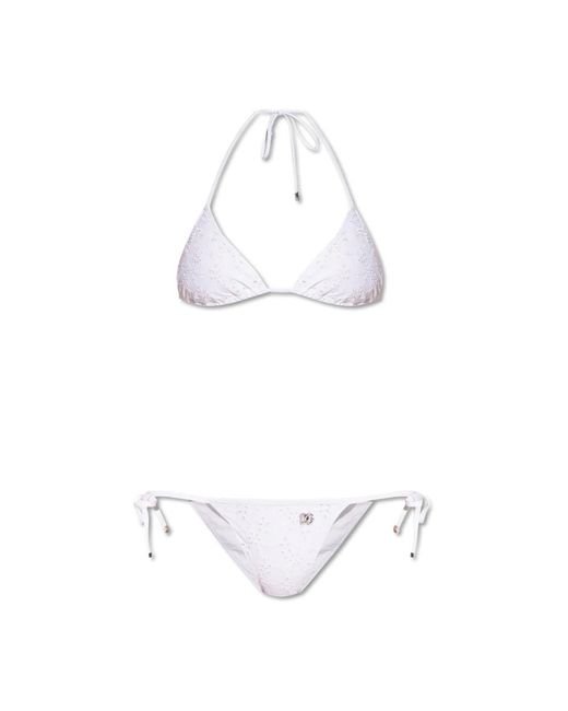 Dolce & Gabbana White Zweiteiliger badeanzug