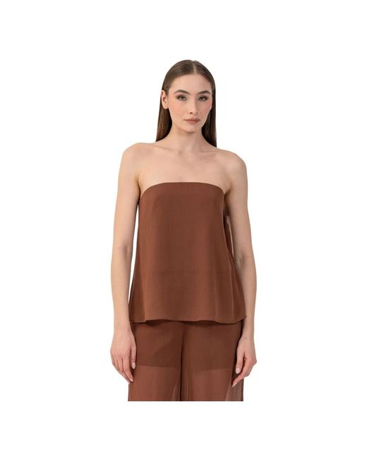 Kocca Verfijnd Strapless Losvallend Topje in het Brown