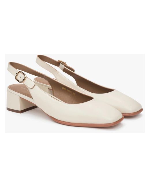 ESTRO Schoenen ,Leer Lichtbeige Slingback Pumps Voor Met Lage Hak in het White