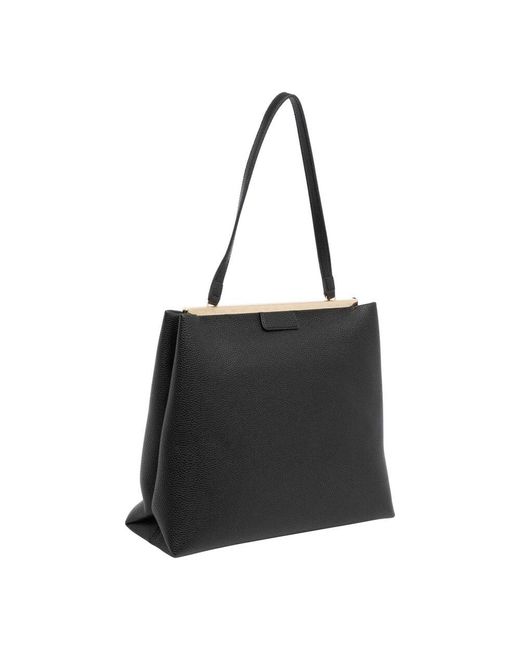 Love Moschino Black Logo tote tasche mit klappverschluss