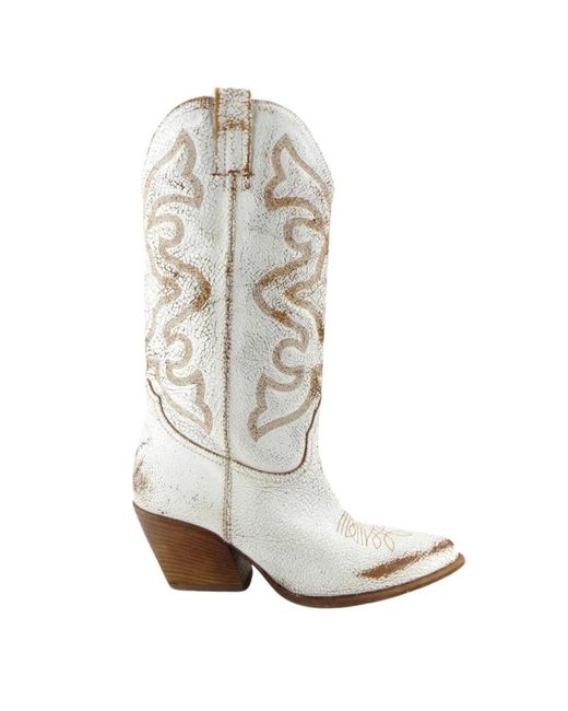Elena Iachi White Cowboy & Biker Boots
