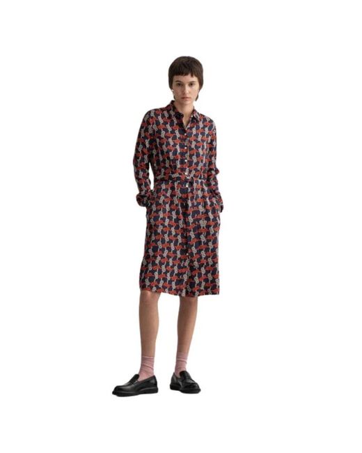 Gant Red Weiches lyocell seilprint hemdkleid