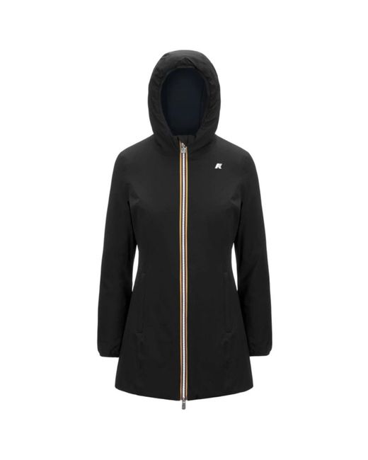 K-Way Jassen ,Zwart ,Leer Denise St Warm Reversible Jacket in het Black