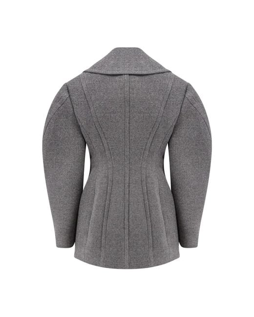 Givenchy Metalen Knoop Wol Zijde Jas in het Gray