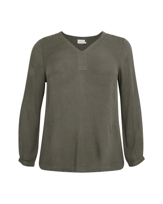 Kaffe Overhemden ,Groen ,V-Hals Lange Mouw Blouse Grape Leaf in het Green