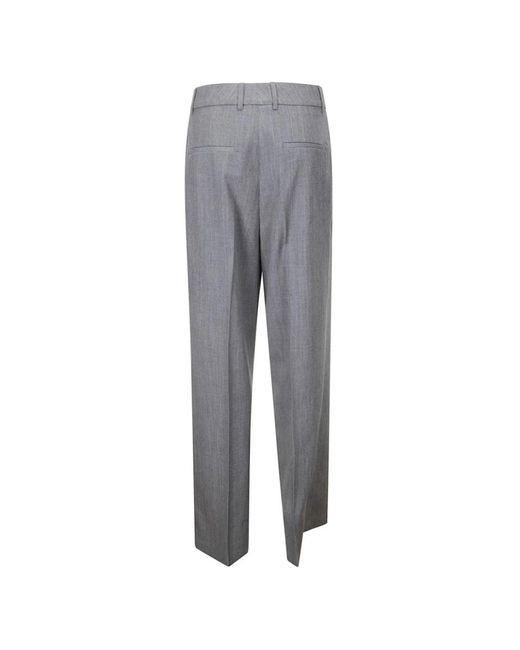 Rohe Broeken ,Grijs ,Wol Slim-Fit Wollen Plooi Broek in het Gray