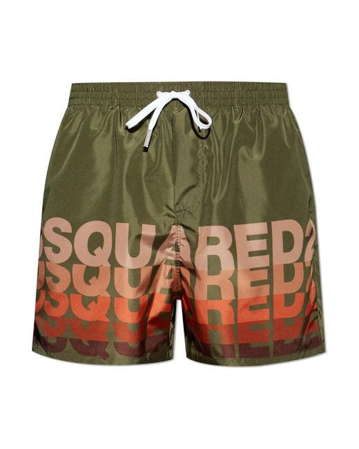 DSquared² Badmode ,Groen ,Polyester Logo Zwemshorts in het Green voor heren