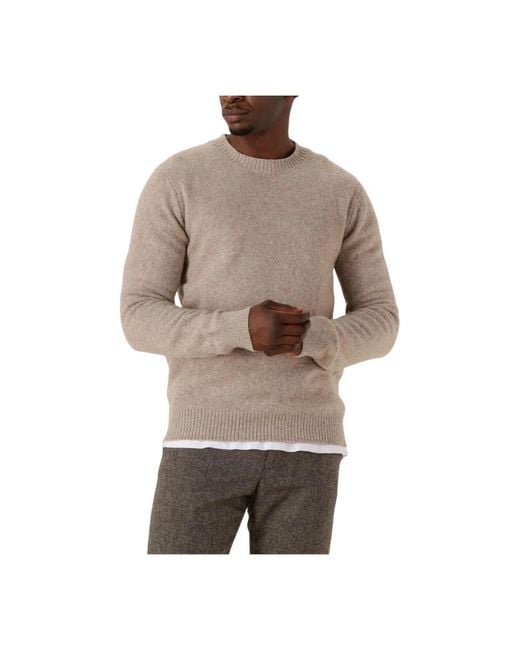 SELECTED Slhneil Ls Knit Neps Crew Neck in Natural für Herren