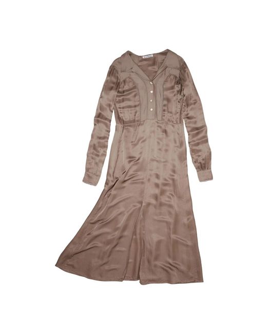 Acne Kleedjes ,Bruin ,Katoen Minkbruine Midi-Jurk in het Brown