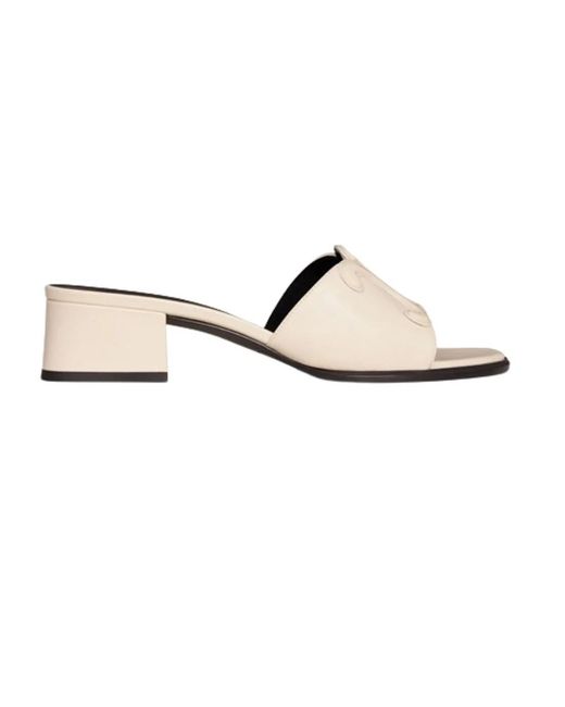 Céline White Heeled Mules