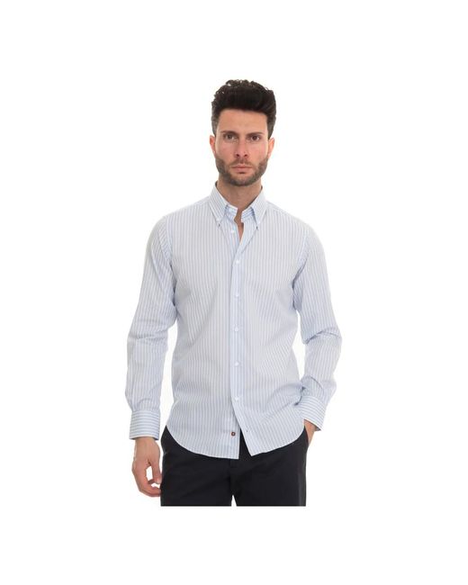 Camicia casual a righe con bottoni di Carrel in White da Uomo