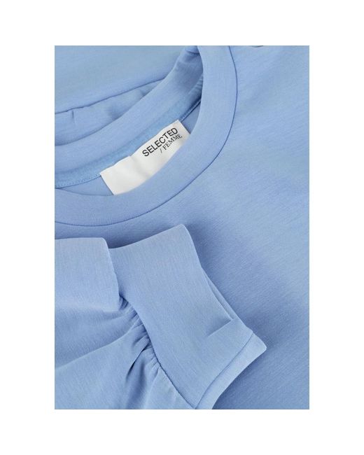 SELECTED Blue Blauer 3/4-Ärmel-Sweatshirt