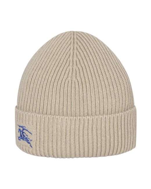 Burberry Accessoires ,Groen ,Kasjmier Equestrian Knight Beanie in het Natural voor heren